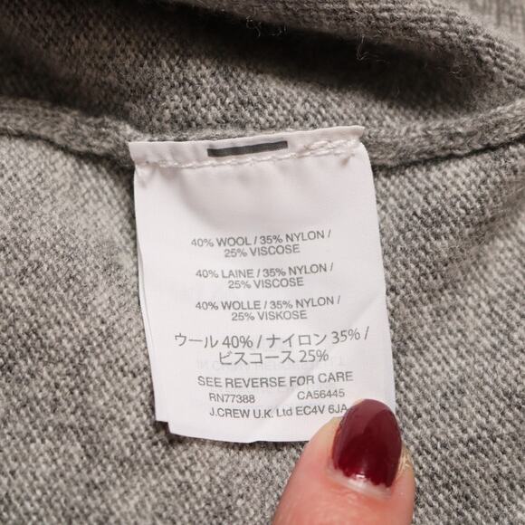 J Crew Heather Gray Wool Blend Oversized Relaxed Fit V Neck Sweater Size XL - Picture 6 of 8